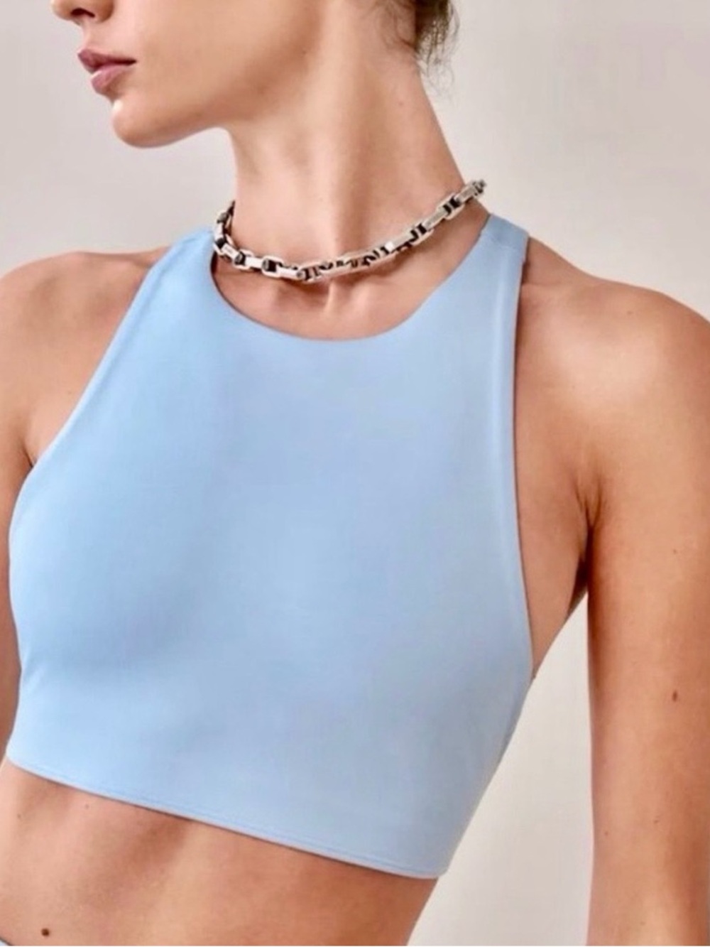 Reformation Luna High Neck Sports Bra Mineral Blue Size S